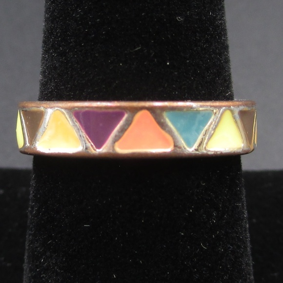Jewelry - Size 8 Bronze Tone Handmade Colorful Painted Ring